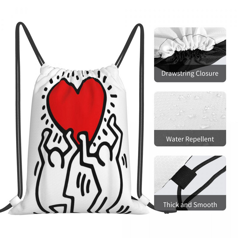 Smiješni Keiths Harings Dizajn Umjetničke torbe sa uzicom Ruksaci Školske torbe sa uzicom Dječji ruksak Mali ruksak Ženski