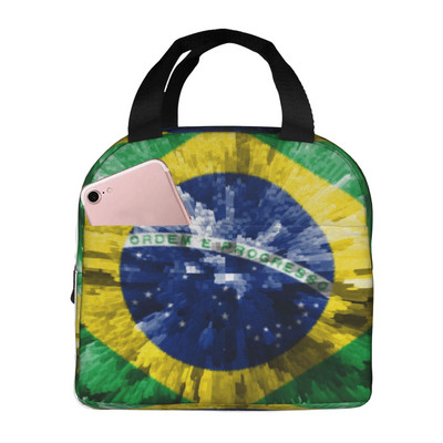 Pusdienu soma Brazīlijas karoga pārnēsājama izolēta pusdienu soma