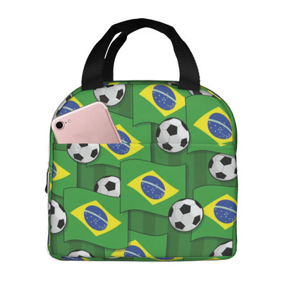 Pusdienu soma Brazīlijas karoga pārnēsājama izolēta pusdienu soma