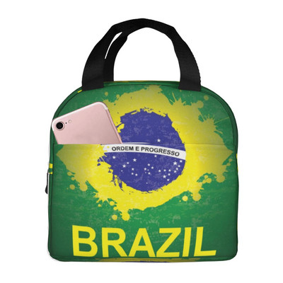 Pusdienu soma Brazīlijas karoga pārnēsājama izolēta pusdienu soma