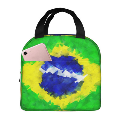 Pusdienu soma Brazīlijas karoga pārnēsājama izolēta pusdienu soma