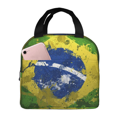 Pusdienu soma Brazīlijas karoga pārnēsājama izolēta pusdienu soma