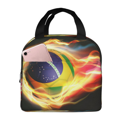 Pusdienu soma Brazīlijas karoga pārnēsājama izolēta pusdienu soma