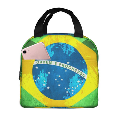 Pusdienu soma Brazīlijas karoga pārnēsājama izolēta pusdienu soma