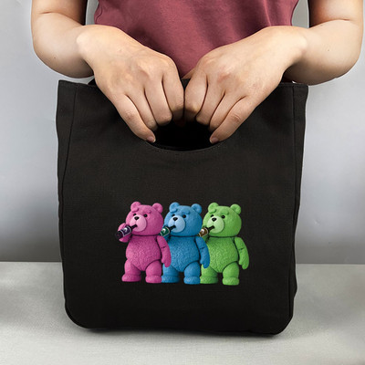 Nova prijenosna termo torba za ručak Putna platnena torba za piknik Sklopive rashladne torbe za pohranu izolirane hranom Otisak medvjeda za školski ured