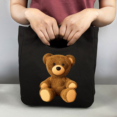 Nova prijenosna termo torba za ručak Putna platnena torba za piknik Sklopive rashladne torbe za pohranu izolirane hranom Otisak medvjeda za školski ured