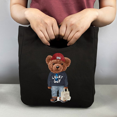 Nova prijenosna termo torba za ručak Putna platnena torba za piknik Sklopive rashladne torbe za pohranu izolirane hranom Otisak medvjeda za školski ured