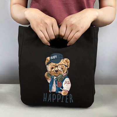 Nova prijenosna termo torba za ručak Putna platnena torba za piknik Sklopive rashladne torbe za pohranu izolirane hranom Otisak medvjeda za školski ured