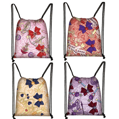 Lovely Bowknot 3D Printing Drawstring Bag Girls Bowknot Magic Stick Ruksak Putna mekana torba za pohranu Dječja torba za knjige Najbolji poklon