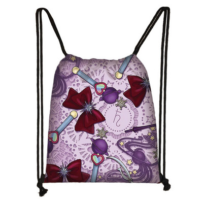 Lovely Bowknot 3D nyomtatás, húzózsinór táska lányoknak Bowknot Magic Stick hátizsák utazási puha hátú tárolótáska gyerekeknek könyves táska a legjobb ajándék