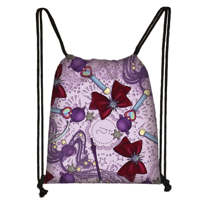 Lovely Bowknot 3D nyomtatás, húzózsinór táska lányoknak Bowknot Magic Stick hátizsák utazási puha hátú tárolótáska gyerekeknek könyves táska a legjobb ajándék