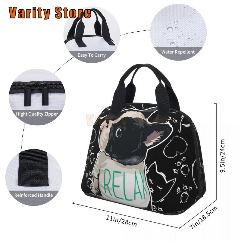 Prancūzų buldogas Moterų pietų krepšys Izoterminis Kelioninis Rankinis Pakuotė Maisto Termo maišeliai Termo maišelis Vaikų Darbinis Pietums Krepšys