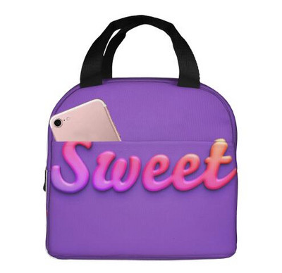 Love Pink Black Geantă de prânz portabilă izolată Tote impermeabilă Genți Bento Geantă de prânz pentru femei Cutie de prânz pentru picnic la serviciu și școală