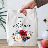Floare personalizată personalizată cu nume, cutie de prânz funcțională, cutie de prânz, izolată, portabilă, pungi pentru picnic, pungi termice pentru mâncare, cadouri pentru ea