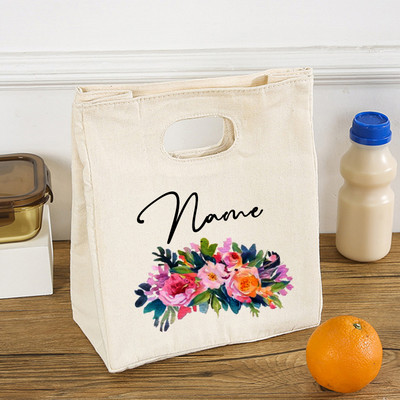 Floare personalizată personalizată cu nume, cutie de prânz funcțională, cutie de prânz, izolată, portabilă, pungi pentru picnic, pungi termice pentru mâncare, cadouri pentru ea