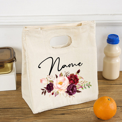 Floare personalizată personalizată cu nume, cutie de prânz funcțională, cutie de prânz, izolată, portabilă, pungi pentru picnic, pungi termice pentru mâncare, cadouri pentru ea
