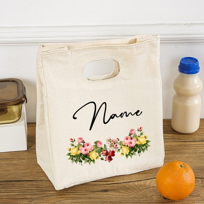 Floare personalizată personalizată cu nume, cutie de prânz funcțională, cutie de prânz, izolată, portabilă, pungi pentru picnic, pungi termice pentru mâncare, cadouri pentru ea