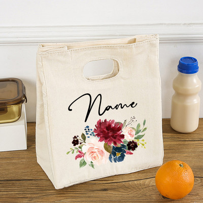 Floare personalizată personalizată cu nume, cutie de prânz funcțională, cutie de prânz, izolată, portabilă, pungi pentru picnic, pungi termice pentru mâncare, cadouri pentru ea