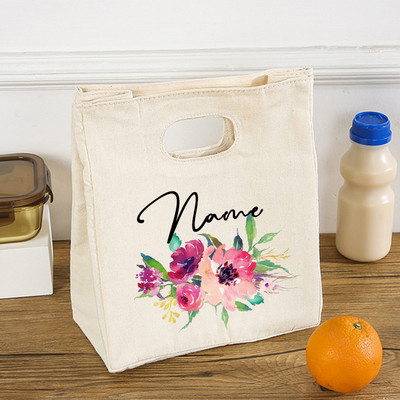 Floare personalizată personalizată cu nume, cutie de prânz funcțională, cutie de prânz, izolată, portabilă, pungi pentru picnic, pungi termice pentru mâncare, cadouri pentru ea