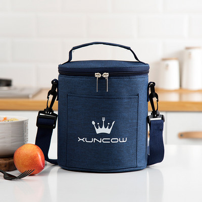 3 méretű hordozható, kerek hordós termikus ebédtáska diák irodai dolgozónak, szigetelt hűtődobozos ételtartó vállpánttal