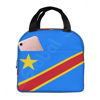 Geantă de prânz izolată cu steagul Republicii Democratice Congo pentru copii, femei, geantă portabilă, impermeabilă, pentru picnic, geantă reutilizabilă pentru cutie Bento