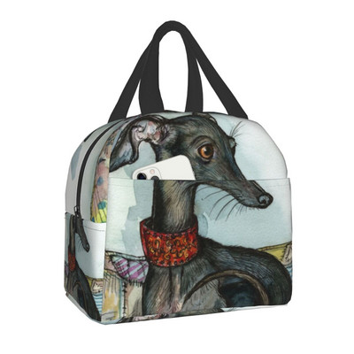 Cutie de prânz reutilizabilă pentru câini ogar, pentru femei, multifuncțională, gri, răcitoare termică, geantă de prânz izolată pentru alimente, copii, școlari