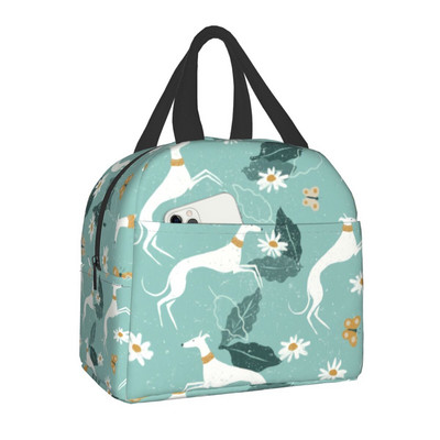 Cutie de prânz reutilizabilă pentru câini ogar, pentru femei, multifuncțională, gri, răcitoare termică, geantă de prânz izolată pentru alimente, copii, școlari