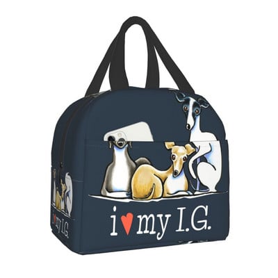 Cutie de prânz reutilizabilă pentru câini ogar, pentru femei, multifuncțională, gri, răcitoare termică, geantă de prânz izolată pentru alimente, copii, școlari