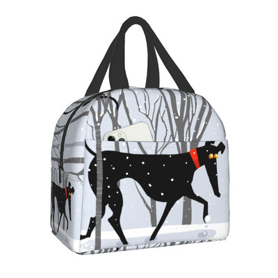 Cutie de prânz reutilizabilă pentru câini ogar, pentru femei, multifuncțională, gri, răcitoare termică, geantă de prânz izolată pentru alimente, copii, școlari