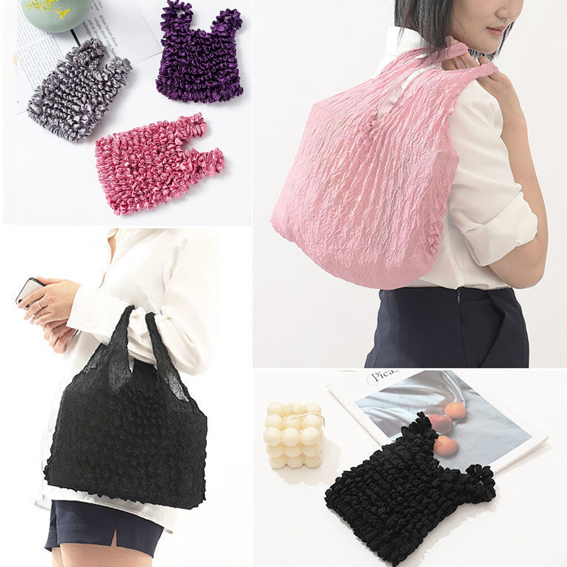 Geantă de cumpărături nouă, reutilizabilă, pliată, retractabilă, pentru femei, de mare capacitate, pentru femei, geantă de umăr pliabilă.