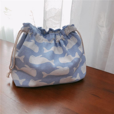 Χειροποίητες βαμβακερές τσάντες αποθήκευσης Μικρή τσάντα με κορδόνι διπλής στρώσης Τσάντα φαγητού για πικ-νικ Τσάντα μεσημεριανού γεύματος Νέα