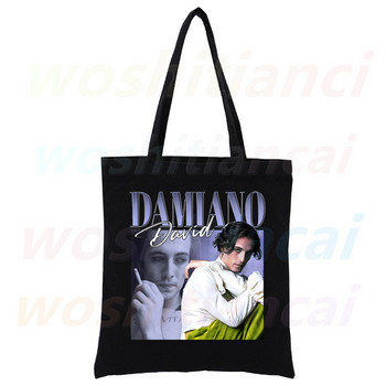 Maneskin Γυναικεία τσάντα Shopper Canvas Tote Τσάντες ώμου Shopping Hip hop Gothic Punk Rock Graphic Black Τσάντες φιλικές προς το περιβάλλον