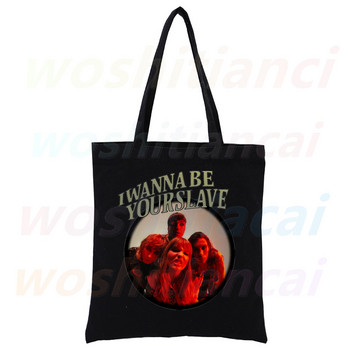 Maneskin Γυναικεία τσάντα Shopper Canvas Tote Τσάντες ώμου Shopping Hip hop Gothic Punk Rock Graphic Black Τσάντες φιλικές προς το περιβάλλον