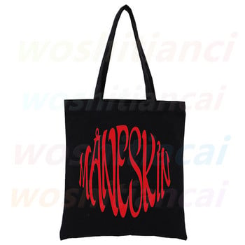 Maneskin Γυναικεία τσάντα Shopper Canvas Tote Τσάντες ώμου Shopping Hip hop Gothic Punk Rock Graphic Black Τσάντες φιλικές προς το περιβάλλον