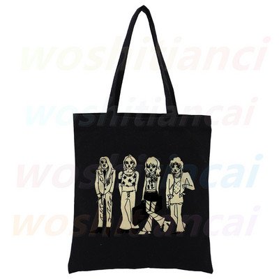 Maneskin Ženska shopping torba Platnene torbe na rame Shopping Hip Hop Gothic Punk Rock Grafičke crne ručne torbe Ekološke