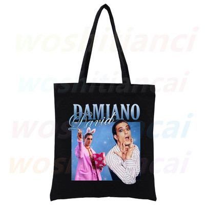 Maneskin Ženska shopping torba Platnene torbe na rame Shopping Hip Hop Gothic Punk Rock Grafičke crne ručne torbe Ekološke