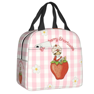 Individualus vasaros braškių priešpiečių krepšys Moteriškas termo aušintuvas, izoliuota priešpiečių dėžutė suaugusiems biuro terminių maišelių priešpiečių maišelis