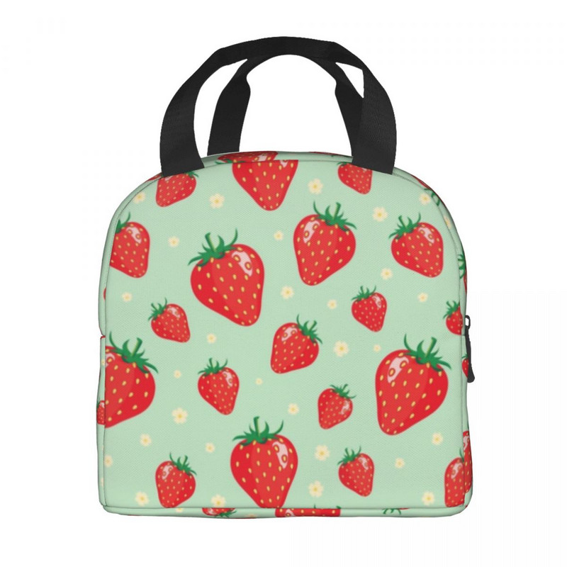 Individualus vasaros braškių priešpiečių krepšys Moteriškas termo aušintuvas, izoliuota priešpiečių dėžutė suaugusiems biuro terminių maišelių priešpiečių maišelis