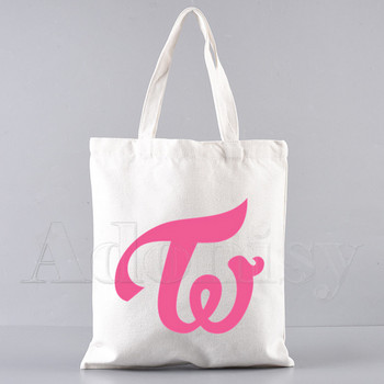 Twice Women Canvas Tote Bag Eco Τσάντα αγορών Τσάντα ώμου μεγάλης χωρητικότητας για γυναίκες Γυναικεία πτυσσόμενη τσάντα αγορών παραλίας