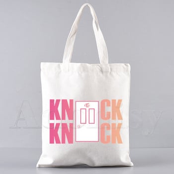 Twice Women Canvas Tote Bag Eco Τσάντα αγορών Τσάντα ώμου μεγάλης χωρητικότητας για γυναίκες Γυναικεία πτυσσόμενη τσάντα αγορών παραλίας