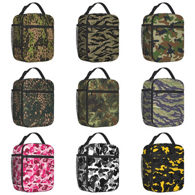 Camo μονωμένη τσάντα μεσημεριανού γεύματος για γυναίκες αδιάβροχη στρατιωτική καμουφλάζ ψύξη θερμικό γεύμα Tote Beach Camping Travel