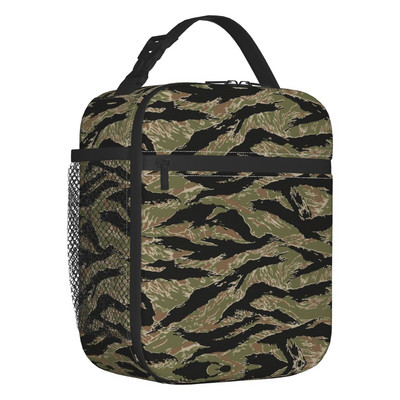 Geantă de prânz izolată Camo pentru femei, impermeabilă, militară, de camuflaj, Geanta termică pentru prânz, pe plajă, camping, călătorie