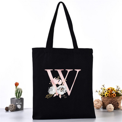 Divatos Vászontáska Női Vásárlók Válltáskák Öko szervező Nagy kézitáska Rózsaszín levélnyomat Összecsukható bevásárlócsomag