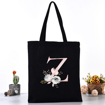 Divatos Vászontáska Női Vásárlók Válltáskák Öko szervező Nagy kézitáska Rózsaszín levélnyomat Összecsukható bevásárlócsomag