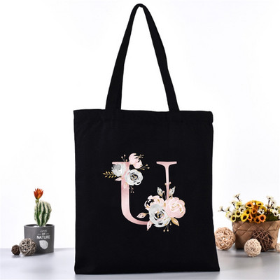 Divatos Vászontáska Női Vásárlók Válltáskák Öko szervező Nagy kézitáska Rózsaszín levélnyomat Összecsukható bevásárlócsomag