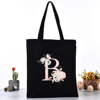 Divatos Vászontáska Női Vásárlók Válltáskák Öko szervező Nagy kézitáska Rózsaszín levélnyomat Összecsukható bevásárlócsomag