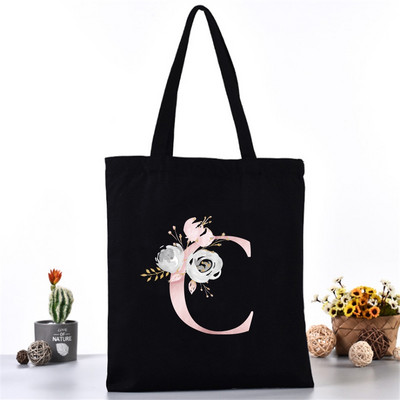Divatos Vászontáska Női Vásárlók Válltáskák Öko szervező Nagy kézitáska Rózsaszín levélnyomat Összecsukható bevásárlócsomag
