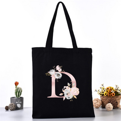 Divatos Vászontáska Női Vásárlók Válltáskák Öko szervező Nagy kézitáska Rózsaszín levélnyomat Összecsukható bevásárlócsomag