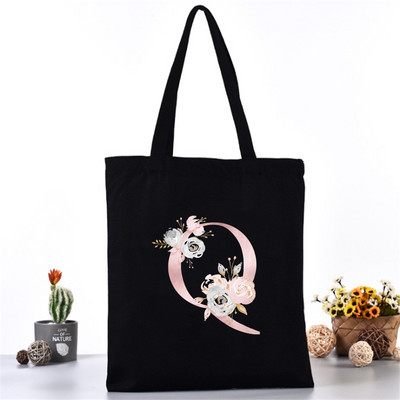 Divatos Vászontáska Női Vásárlók Válltáskák Öko szervező Nagy kézitáska Rózsaszín levélnyomat Összecsukható bevásárlócsomag