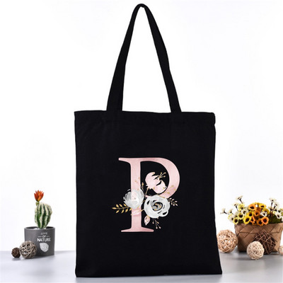 Divatos Vászontáska Női Vásárlók Válltáskák Öko szervező Nagy kézitáska Rózsaszín levélnyomat Összecsukható bevásárlócsomag